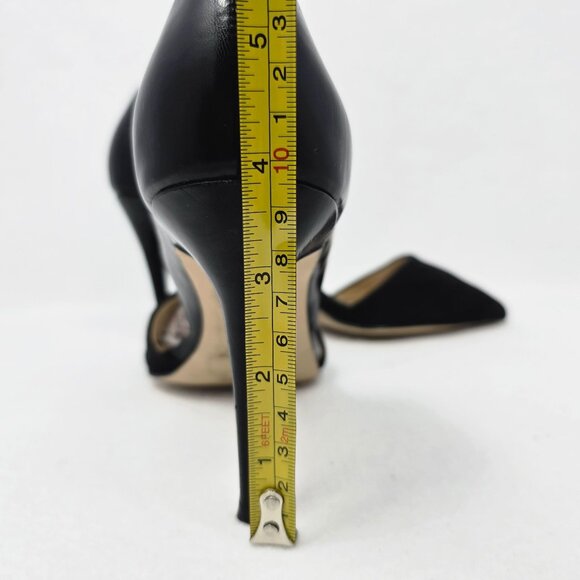 Saks Fifth Avenue Felicity Black Pointed Toe 4" High Heel Sz 9 Leather Fabric - Picture 6 of 13